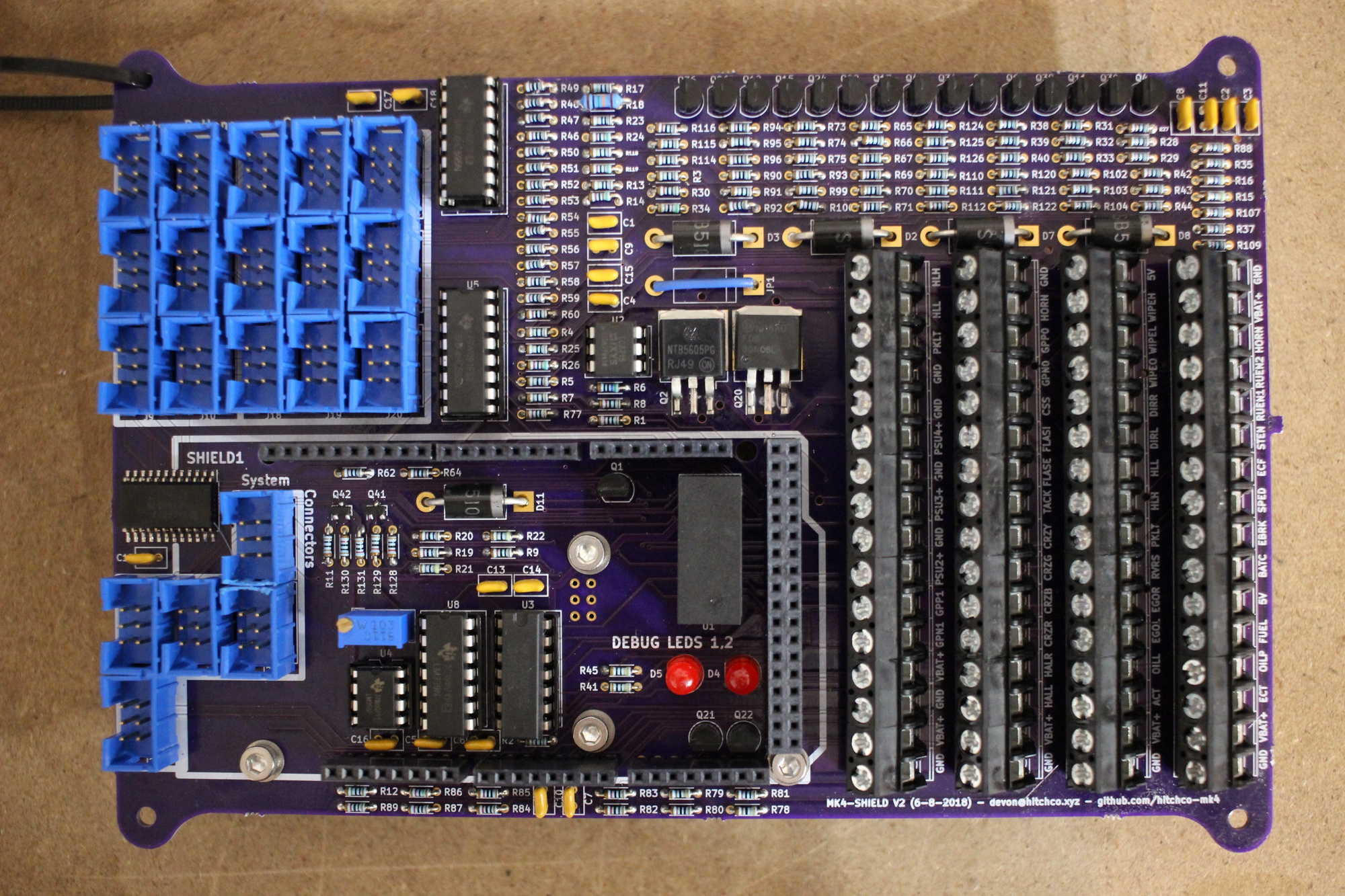 <p>Assembled PCB, no SMD resistors allowed, had to use Arduino Mega as replaceable realtime controller.</p>